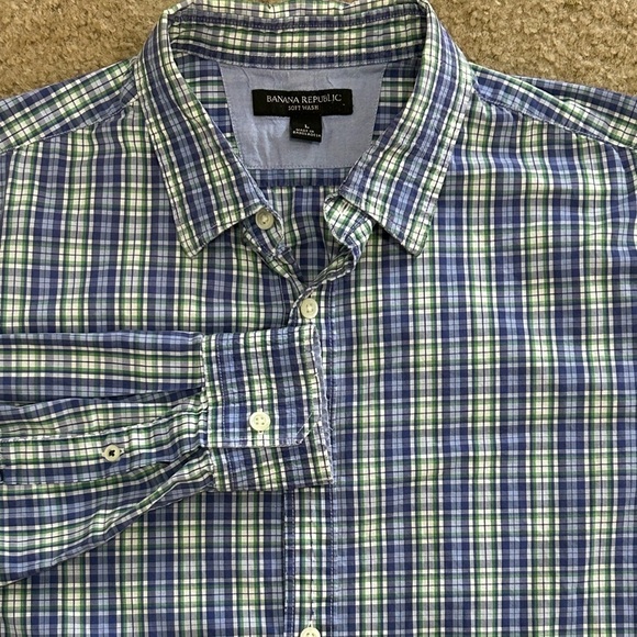Banana Republic Men’s Large Soft Wash Button Down Plaid Shirt - Picture 8 of 8